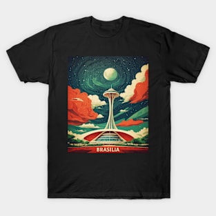 Brasilia Starry Night Brazil Vintage Tourism Travel Poster T-Shirt